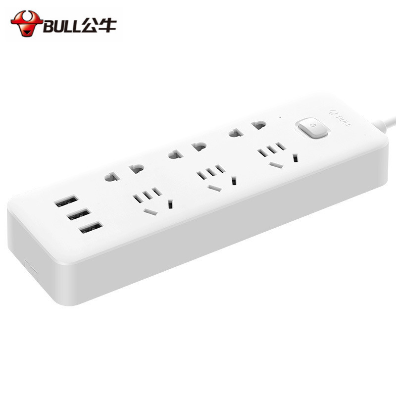 公牛(bull)uub126 usb插座接线板智能插排转换器 3米